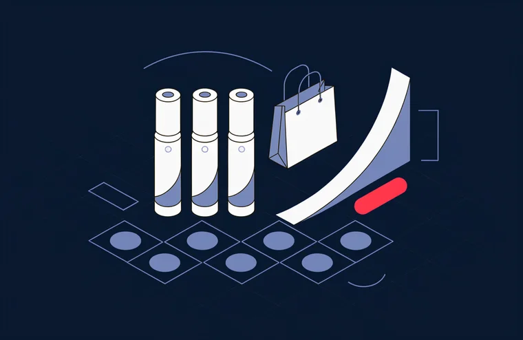 Illustration: drei Kosmetikflakons auf einem Produktraster mit Einkaufstasche und steil steigender Kurve